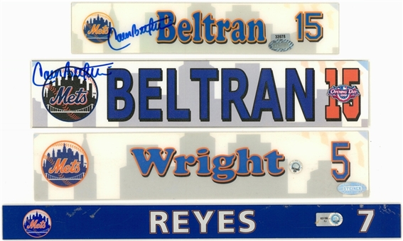 Lot of (4) New York Mets Game Used Locker Room Tags - Beltran (2), Reyes and Wright (MLB Authenticated, JSA & Mets/Steiner) 